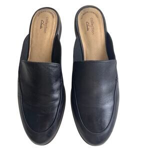 Clarks Ultimate Comfort Black Leather Mule Slides | Women’s 9